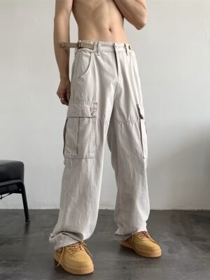 American Retro Ami Khaki Overalls Men's Autumn