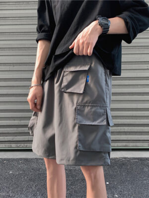 Multi-pocket cargo shorts men's straight loose wide leg