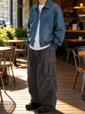 Mens Multi-Pocket Straight-Leg Work Trousers