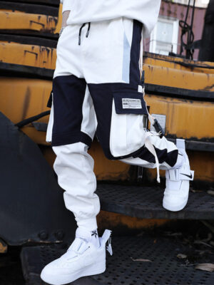 Contrast colored slacks for boys overalls