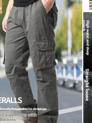 Cotton Multi-pocket Cargo Pants Men's Loose Wear-resistant Loose Outdoor Leisure