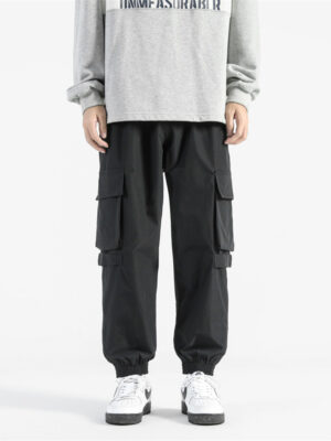 Rope Workwear With Pocket Loose Wide Leg Ankle Banded Pants