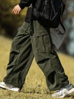 Autumn And Winter Straight Casual Wide-leg Corduroy Overalls Men