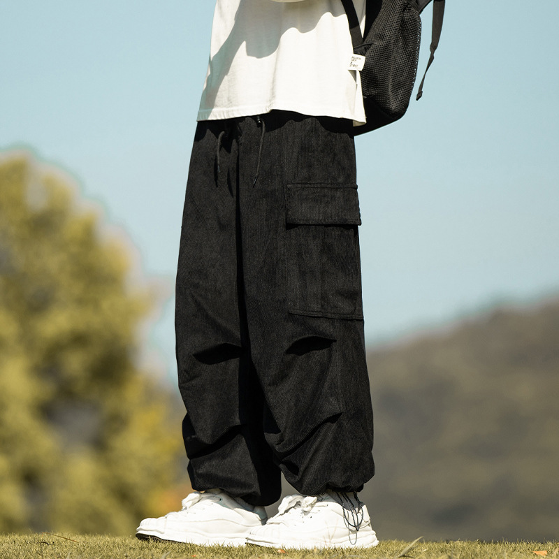 Autumn And Winter Straight Casual Wide-leg Corduroy Overalls Men ā Image 3