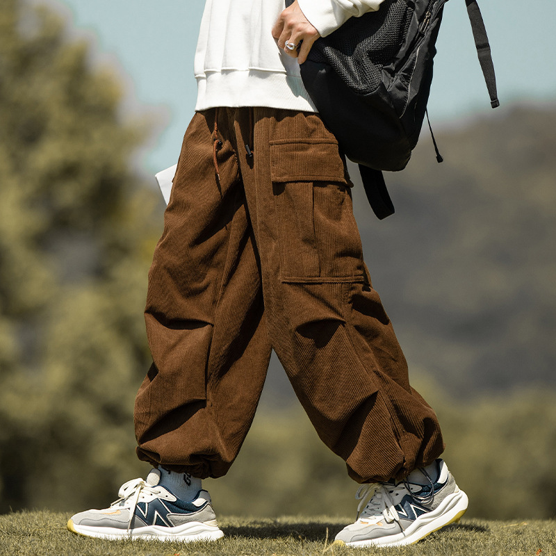 Autumn And Winter Straight Casual Wide-leg Corduroy Overalls Men ā Image 4