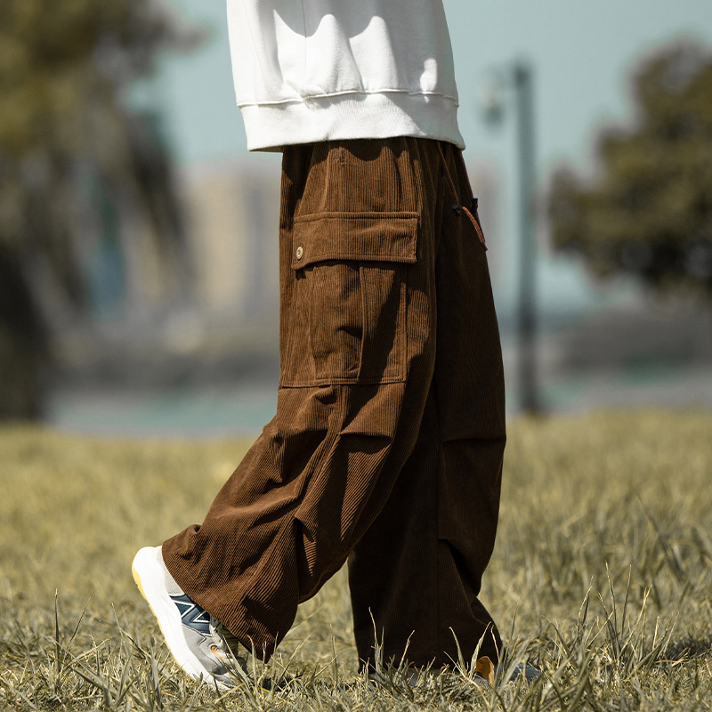 Autumn And Winter Straight Casual Wide-leg Corduroy Overalls Men ā Image 7