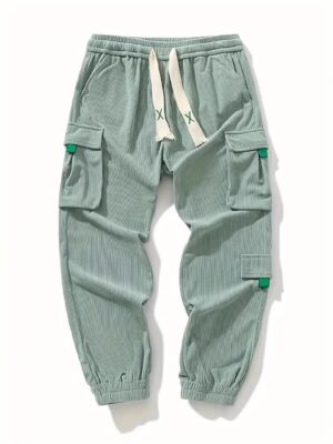 Corduroy Plus Size Mens Work Pants Ankle Tightening Trousers