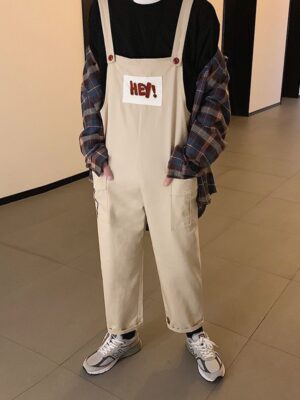 Men's Retro Casual Straight-Leg Work Overalls With Suspender Straps