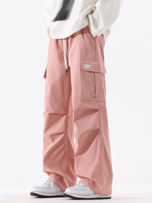 Couple American Retro High Street Fashionable Pleated Straight Cargo Pants