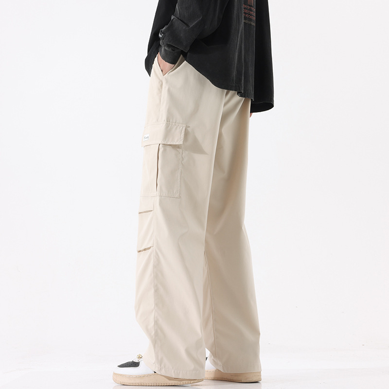 Couple American Retro High Street Fashionable Pleated Straight Cargo Pants ā Image 7