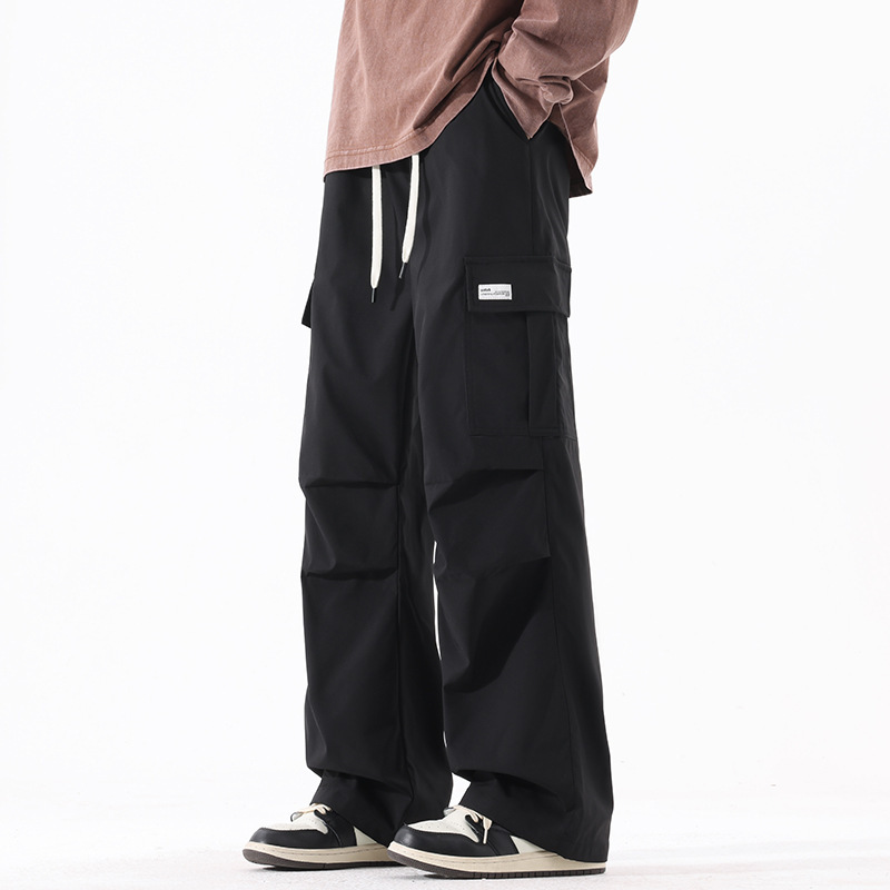 Couple American Retro High Street Fashionable Pleated Straight Cargo Pants ā Image 8