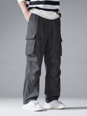 Mens Springautumn Workwear Pants, Multi-pocket Casual Trousers Long Pants