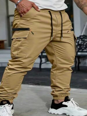 Mens Loose-fit Casual Multi-pocket Utility Pants